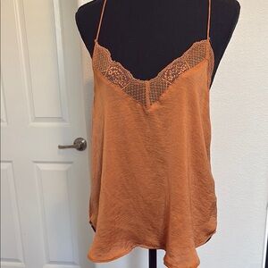 Women's Orange Lace Trim Cami Top